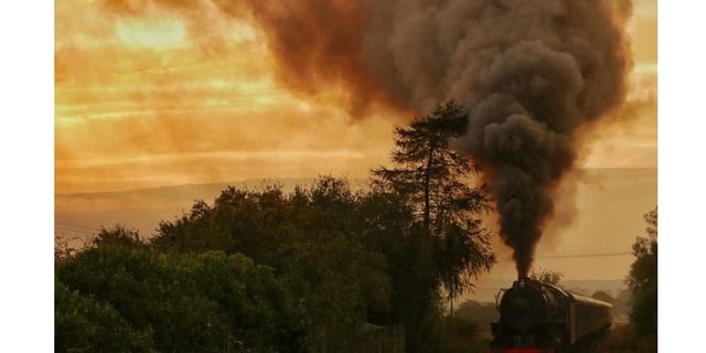 Churnet Valley Railway steam train at dusk